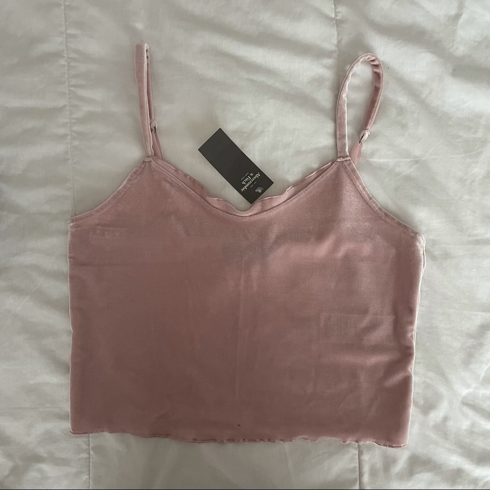NWT Abercrombie pink velvet tank crop top